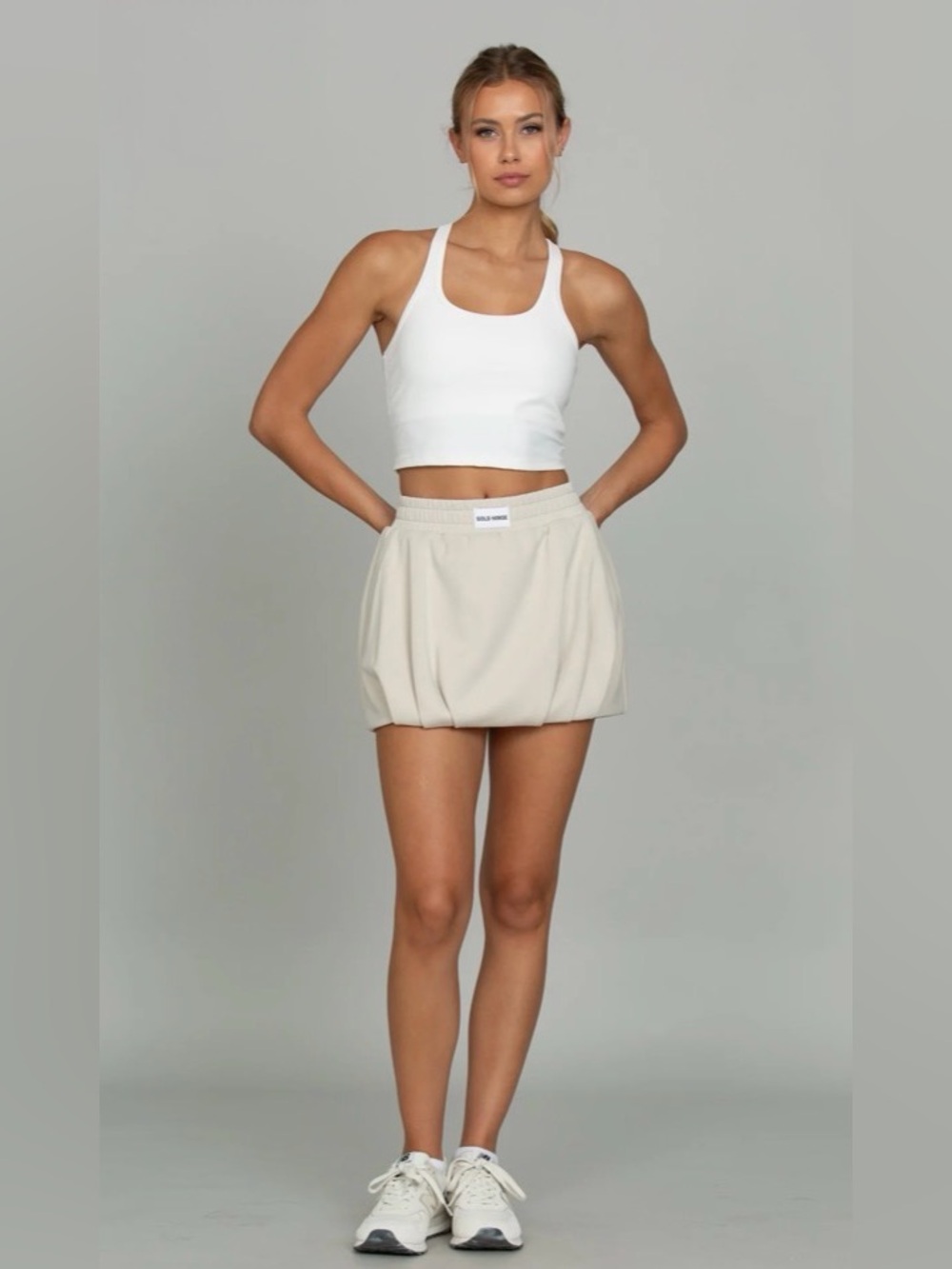 Gold Hinge Luxe Soft Bubble Skirt in Natural NWT Size XS